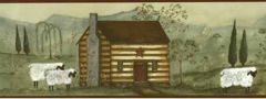 Log Cabin Burgundy Wall Border