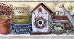 Crackle Beige Birdhouse Wall Paper Border- 1 Roll Left