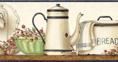 Blue Enamelware Shelf Wall Paper Border FAM65091B- 1 roll left