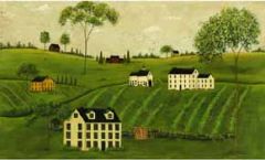 Green Countryside Chair Rail Mural