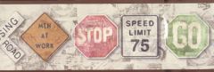Masculine Antique Signs Wallpaper Border