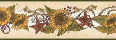 Sunflowers and Tin Stars Wallpaper Border