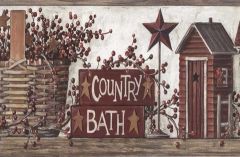 Brown Country Wash Room Wallpaper Border