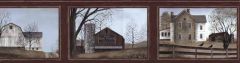 Framed Country Barn Scenes Wallpaper Border