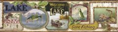 Lake Fishing Signs Wallpaper Border - Chesapeake Wallcovering