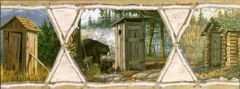 Wildlife Outhouse Wallpaper Border - Chesapeake Wallcovering