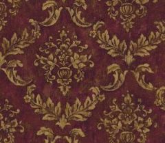 Burgundy and Gold Brocade Wallpaper