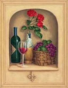 Wine Grape and Rose Niche Mural IB4115M - Only 3 Left