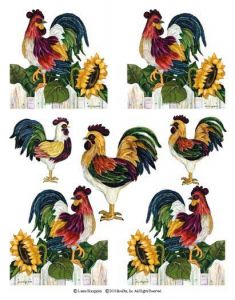 Rooster and Sunflower Wallpaper Cutouts