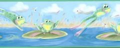 Green Leaping Frog Wallpaper Border