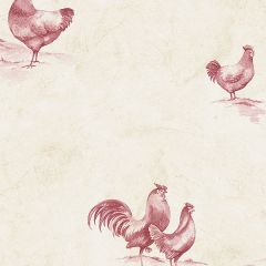 Rooster Wallpaper Beige and Burgundy - Norwall Wallcoverings