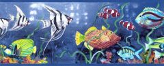 Blue Tropical Fish Wallpaper Border