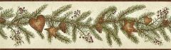 Heart/Star Pine Branch Wallpaper Border
