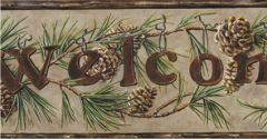 Welcome Pinecone Wall Paper Border- 4 Rolls