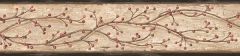 Tan Winterberry Branch Wallpaper Border - Chesapeak Wallcovering