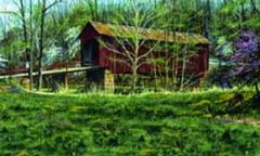 Covered Bridge Chair Rail Mural