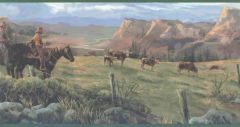 Cattle Roundup Wallpaper Border
