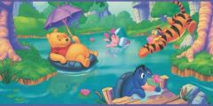 Disneys Pooh and Friends Floating Along Bord Wallpaper Border