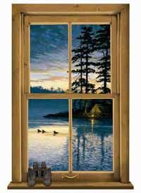 Log Cabin Scenic Window Wallpaper Mural