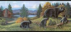 Mama Bear and Her Cubs Wallpaper Border