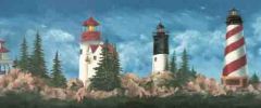 Lighthouse on the Rocks Edge Wallpaper Border