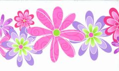 Pink and Purple Flower Wallpaper Border