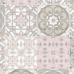 CK36611 Portugese Tiles Wallpaper Grey, Pink CREATIVE KITCHENS Norwall Wallcovering