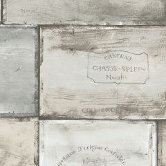 CK36613 Wine Crates Wallpaper Teal, Beige CREATIVE KITCHENS Norwall Wallcovering