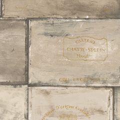CK36614 Wine Crates Wallpaper Brown, Beige, Metallic Gold CREATIVE KITCHENS Norwall Wallcovering