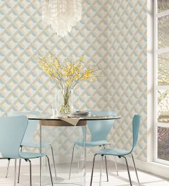 CK36618 Dimensonal Diamonds Wallpaper Beige, Teal CREATIVE KITCHENS Norwall Wallcovering