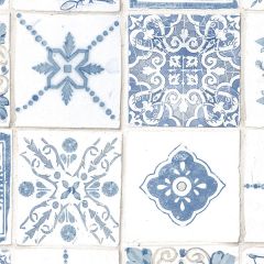 CK36622 Morrocan Tiles Wallpaper Blue, Beige CREATIVE KITCHENS Norwall Wallcovering