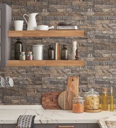 CK36623 Stacked Stone Wallpaper Black, Beige CREATIVE KITCHENS Norwall Wallcovering
