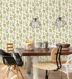 CK36630 Cactus Wallpaper Green, Red CREATIVE KITCHENS Norwall Wallcovering