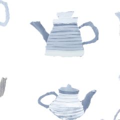 CK36635 Tea Pots Wallpaper Blue, Beige CREATIVE KITCHENS Norwall Wallcovering