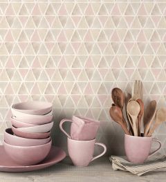 CK36636 Kitchen Triangle Wallpaper Pink, Grey CREATIVE KITCHENS Norwall Wallcovering