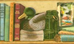 Outdoorsman Duck Decoys & Fishing Lures Bookshelf Wallpaper Border - Chesapeake