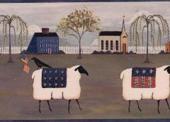 Patriotic Sheep Wallpaper Border