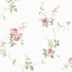 CN24621 White Wedding Trail Wallpaper Pink, Blue Rose Garden 2 Norwall Wallcovering