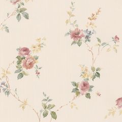 CN24623 White Wedding Trail Wallpaper Pink, Cream, Yellow, Blue Rose Garden 2 Norwall Wallcovering