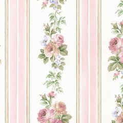 CN24639 Small Rose Stripe Wallpaper Pink, Blue Garden 2 Norwall Wallcovering