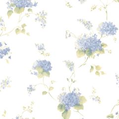 CN24645 Hortensia Trail Wallpaper Navy, Green Pretty Prints 4 Norwall Wallcovering
