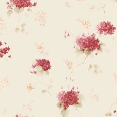 CO25908 Hortensia Trail Wallpaper Red, Green, Cream Pretty Prints 4 Norwall Wallcovering