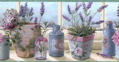 Glass Bottle and Cut Flowers Wall Paper Borde