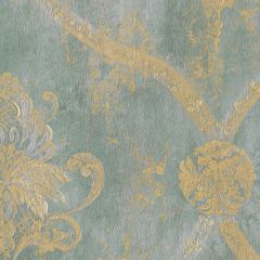 CS27331 Regal Damask Wallpaper Metallic Gold, Aqua, Blue Classic Silks 2 Norwall Wallcovering