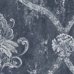 CS35601 Regal Damask Wallpaper Blue, Metallic Silver Classic Silks 2 Norwall Wallcovering