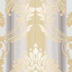 CS35605 String Damask Wallpaper Grey, Metallic Gold Classic Silks 2 Norwall Wallcovering