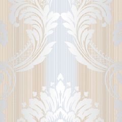 CS35607 String Damask Wallpaper Cream, Beige, Metallic Silver Classic Silks 2 Norwall Wallcovering