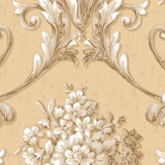 CS35620 Floral Damask Wallpaper Beige, Cream, Metallic Gold Classic Silks 2 Norwall Wallcovering