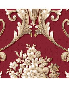 CS35622 Floral Damask Wallpaper Red, Metallic Gold Classic Silks 2 Norwall Wallcovering