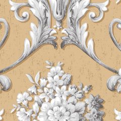 CS35623 Floral Damask Wallpaper Metallic Gold, Grey Classic Silks 2 Norwall Wallcovering